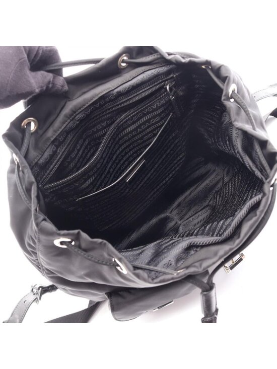Prada Backpack Vela Black Nylon Saffiano Leather main image 10